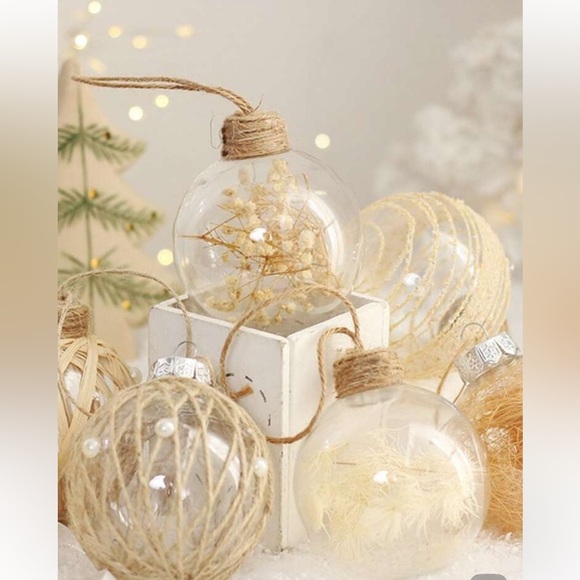 Restoration Hardware - 6 Champagne Christmas Ornaments – Rustic Glass & Twine - Picture 1 of 8